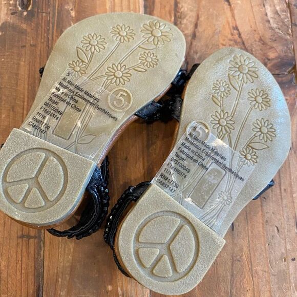 NEW Cherokee Black Jeweled Sandal Toddler Girl Size 5 - Picture 5 of 13